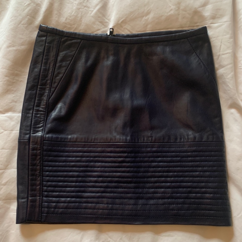 Sandro navy leather mini skirt